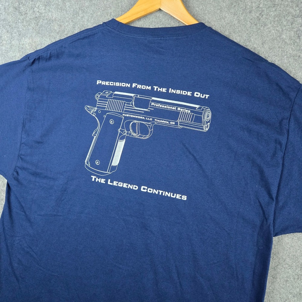 1911 Pistol T-Shirt Mens XL Blue Kustomworx Graphic Tee Precision Gun Tech